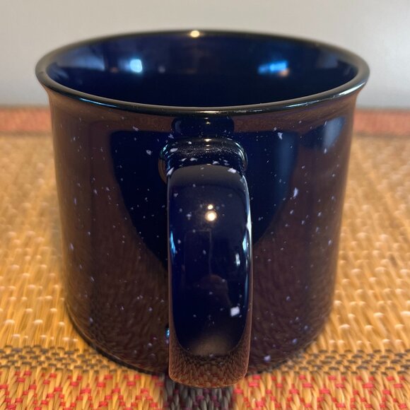 Cobalt Blue and White Speckled Camping Campfire Style Wide-Mouth Stoneware Mug - Picture 6 of 9